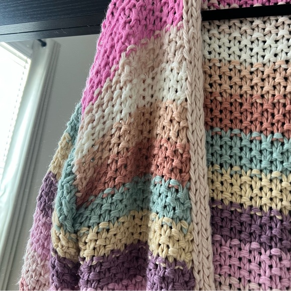 Rainbow Striped Chunky Knitted Cardigan - Picture 4 of 12